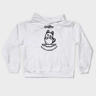 Coffee because adulting is hard corgi Kids Hoodie